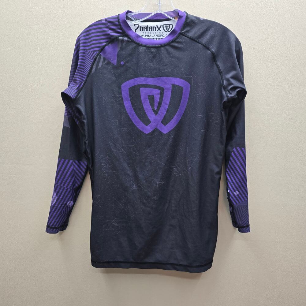 Phalanx Athletics Men's Long Sleeve Rash Guard Jiu Jitsu MMA Black Size Small